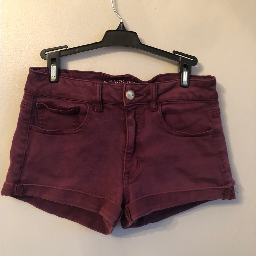 Maroon High-Waisted American Eagle Shorts